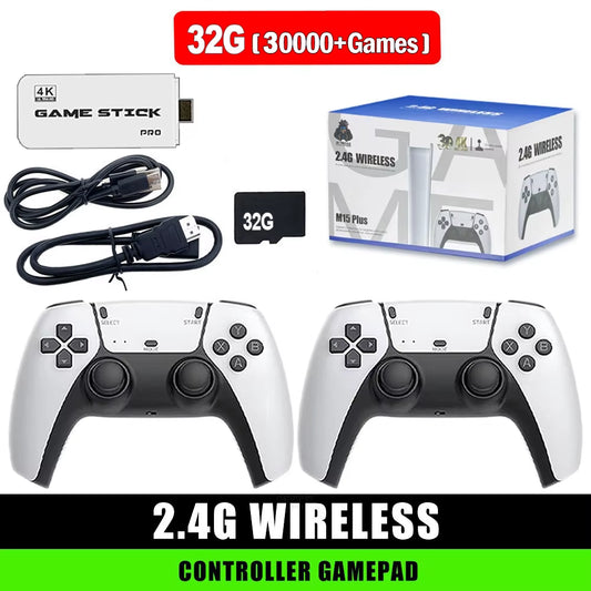M15 4K TV Game Stick 64GB Built-In 3/40000+ Retro Games Console with Wireless Gamepads, Supports 20+ Simulators for HD TV Gaming